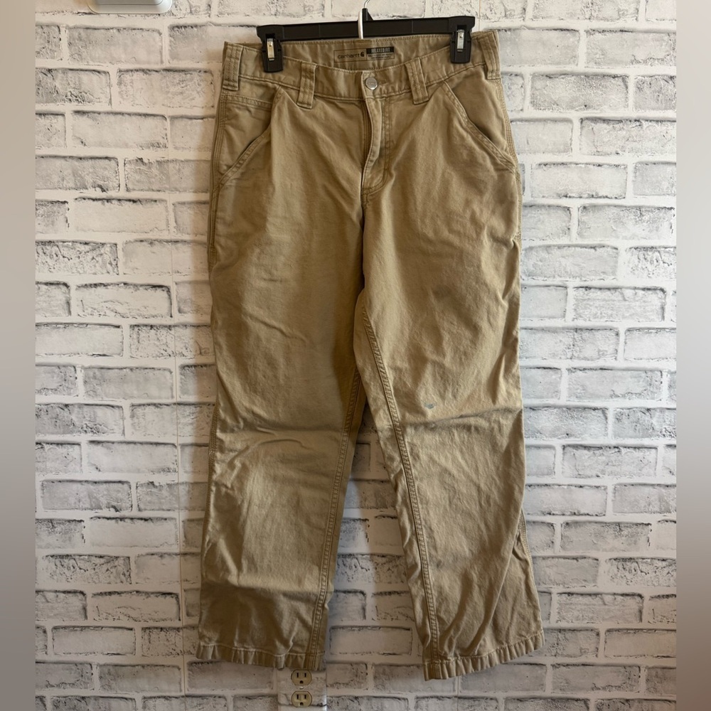 Men’s Carhartt utility rugged flex tan relaxed fit canvas work pants 30x30